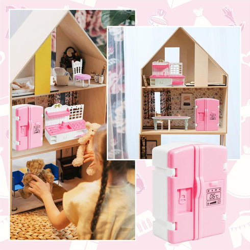 10 Pieces Mini Kitchen Set for Dollhouse - Miniature Kitchen Furniture & Accessories for Kids Doll House