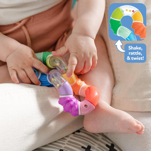 Nuby Twista Teether Toy for Babies, Multicolor Rattle for Teething Relief, Suitable for 6+ Months