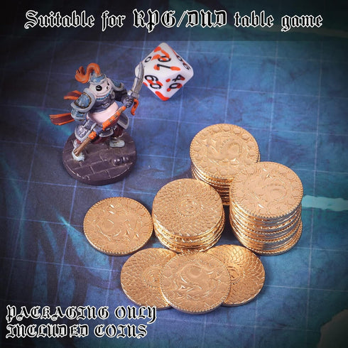 50 PCS Metal DnD Coins with PU Leather Bag, Fantasy Game Tokens for Tabletop RPGs, Black Dragon Bag