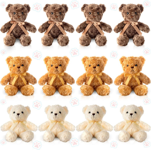 Jenaai 12 Pieces Stuffed Animals, Soft Party Gift Plush Bears for Baby Shower Centerpieces, Birthday Decorations (11.8