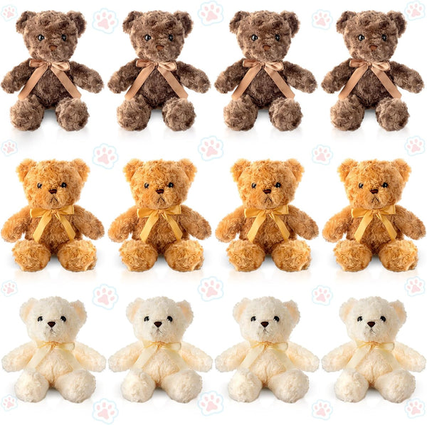 Jenaai 12 Pieces Stuffed Animals, Soft Party Gift Plush Bears for Baby Shower Centerpieces, Birthday Decorations (11.8