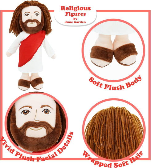 June Garden 14" Plush Religious Figure - Jesus Stuffed Doll, Baptism Gift for Christ Religious Savior