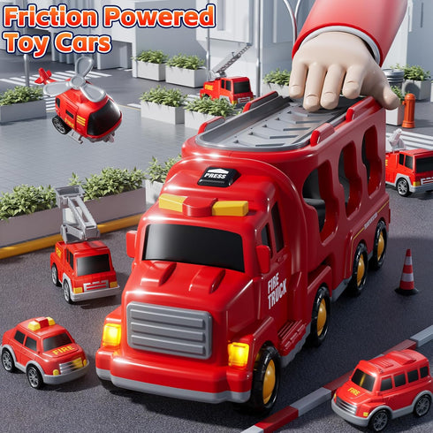 1-3 3-5, 7-in-1 Set 1 2 3 4 5 6 3-9 Fire Truck Toys for Toddler Fire Car Carrier Vehicle for Girls Years Old, Transport