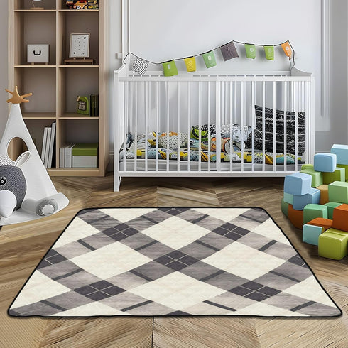 EtherSpher 1-Piecing foldablummy 50'' 50''con Black Beige Plaids Large Stylish Thick Play mat for Baby for Floor Time