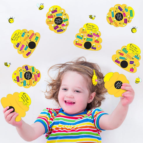 Memorywuu 24 Sets Bee Attitude Sign Craft Kit Beatitudes VBS Sunday School Craft Bee Religious Crafts DIY Christian