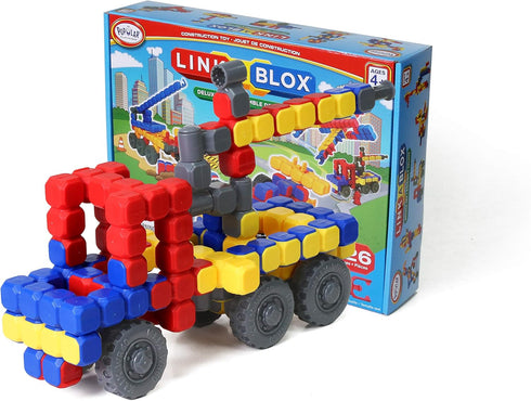POPULAR PLAYTHINGS LinkaBlox Deluxe Construction Toy Set with Activity Guide for Kids 4+