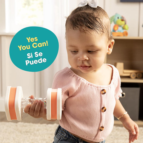 BEBE FUERTE Twist & Shake Dumbbell by Robin Arzon - Bilingual Toddler Sensory Toys for Baby Workout Gifts