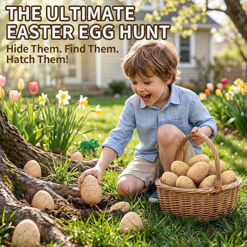 24 3 4 5 6 7 8 9 10 Dinosaur Eggs Dig Kit Toys for Kids, Dinosaur Eggs Excavation Kit with Magnifier, Easter Basket