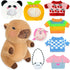 Capybara Plush with 9 pcs Clothes & Accessories, 10.2 in Cute Capybara