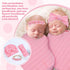 4pcs Cinaci Pink Soft Nursery Newborn Baby Receiving Swaddle Blanket with Matching Turban Hat Bow Headbands Floral