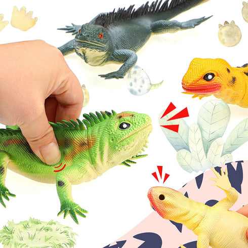 13.5 Inch Lizard Toy with Sound - Colorful Plastic Fake Big Artificial Model Lizards for Educational Prop Party Favor
