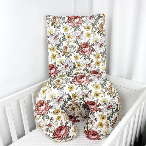 (2 Pack) Floral Minky Slipcover for Nursing Pillow - U Shape Cover for Baby Boy or Girl