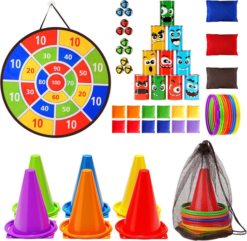 58PCS Carnival Games Combo Set, Indoor Outdoor Party Games for Kids Adults, Birthday Games, Fall Festival Activities