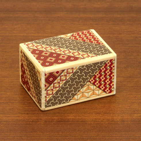 Bits and Pieces Detailed Mosaic Secret Puzzle Box, 7 Step Solution Wooden Money Box Brainteaser Game