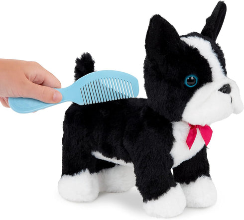Toy Dog Plush Puppy - Boston Terrier with Floral Print Glam Bag for Kids 3 Years +