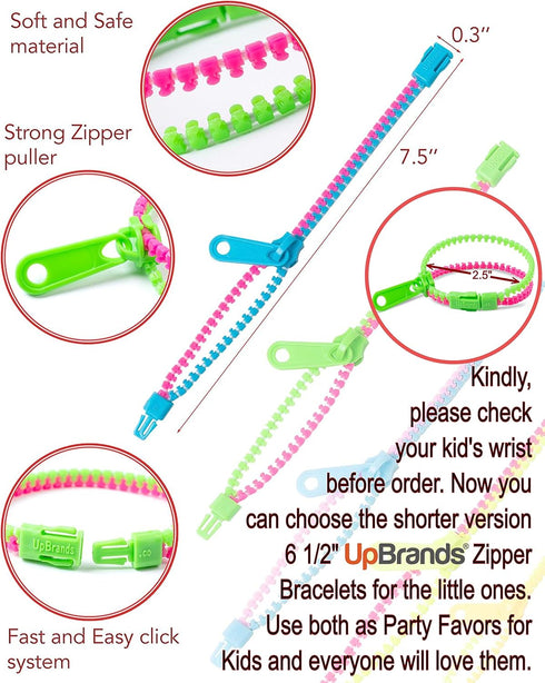 120 7.5, UpBrands Students Incentives Friendship Zipper Bracelets Easter Favors for Kids, Stress Relief Quiet Fidget