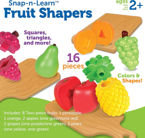 Learning Resources Snap-n-learn Fruit Shapers, Fine Motor Toy for Toddlers Ages 2+