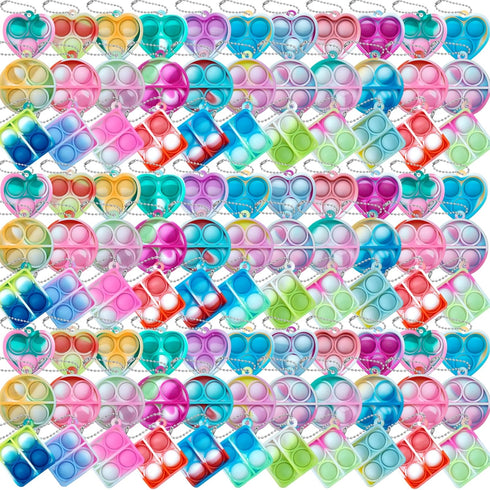 ONKULL Pop Fidget Keychain 90 Pack ,Mini Fidget Toys Bulk ,Sensory Toys for