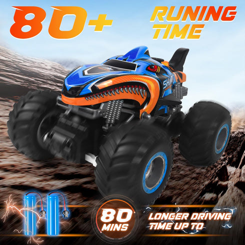 1:16 2.4 GHz All Terrain Monster Truck, RC Truck with 2 Rechargeable Batteries for 80 Mins Play