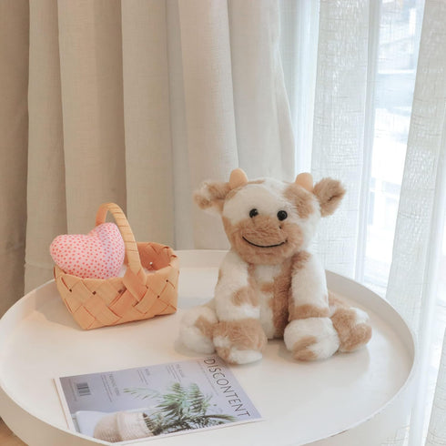 Hopearl Adorable Plush Cow Toy - Floppy Dairy Cattle Soft Stuffed Animal, Cute Birthday Gift for Kids