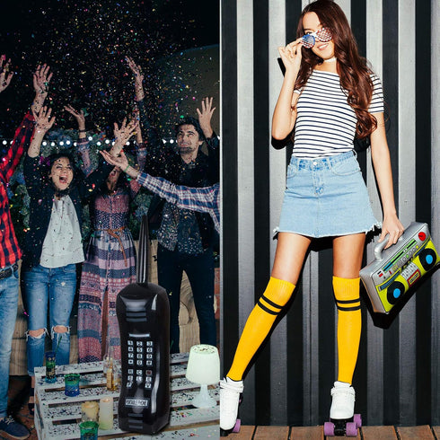 Gejoy 2 Pieces Inflatable Radio Boombox Mobile Phone Props for 80s 90s Hip Hop Theme Party Decorations