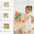 18M+, FReniland Wooden Activity Cube - Double-Sided Abacus & Alphabet Flip Tiles for Toddlers Educational Learning Toy