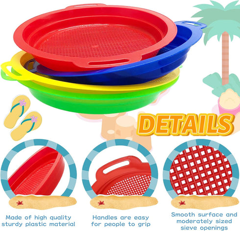 8 Pack (8.75x9.75in) OJYUDD Plastic Sand Sieves for Adults, Multi-Purpose Sand Sifting Pans for Beach, Gardening