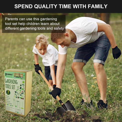 Sets, 7PCS 2-4, 5-7 Kids Rake and Shovel Child Metal Gardening Tools for Real Digging-Great for Garden, Yard, Sandbox