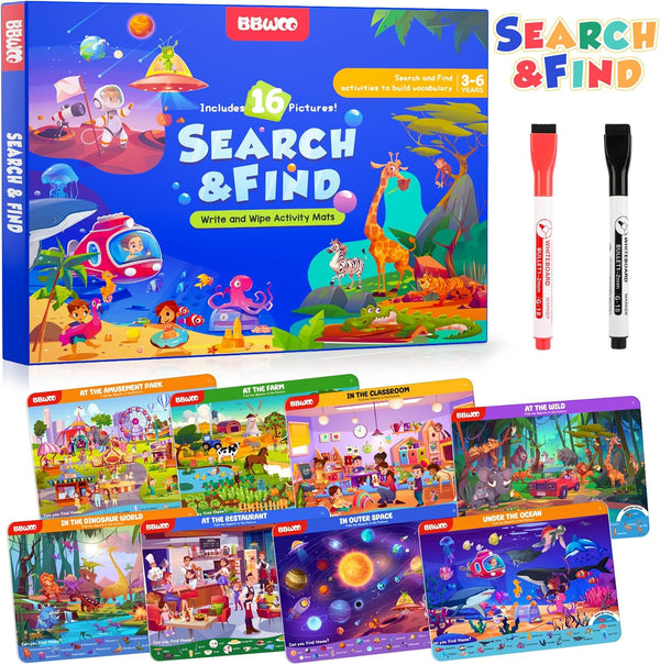 Preschool Learning Activities Search and Find Books, Travel Game for Kids Ages 3-8, Birthday Gifts