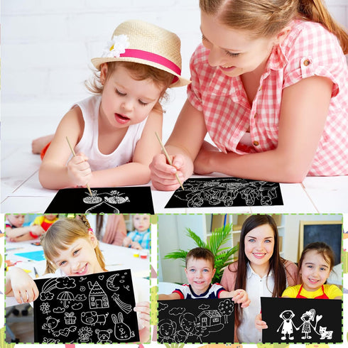 Gersoniel Scratch Paper Art Set, Kids Craft Kits with Scratch Off Paper and Wooden Stylus