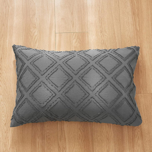 4 Set Pieces Tufted Toddler Bedding Dark Grey Jacquard Tufts, Soft and Embroidery Shabby Chic Boho Bohemian Design