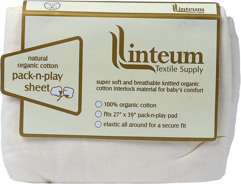100% (1, Linteum Textile Premium Jersey Knit Baby Crib Fitted Sheet, Cotton Beige)