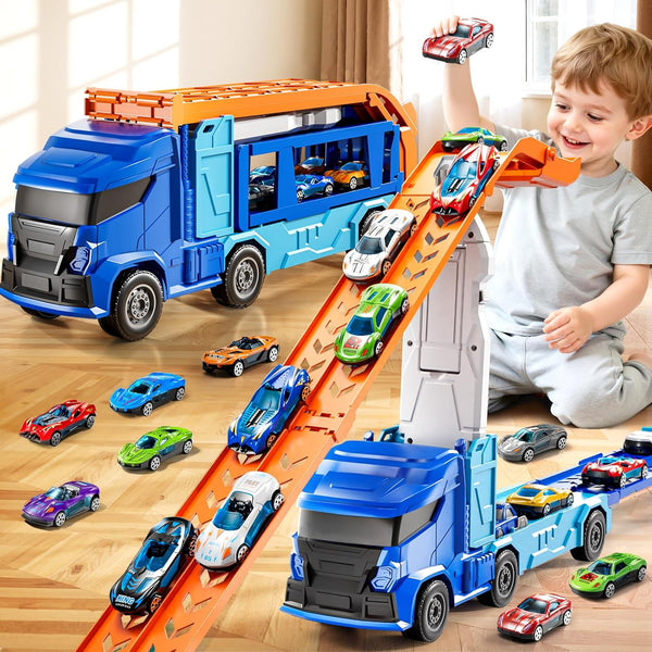 XINNOVEL Truck Toys Car Track Set for 3 4 5 6 Years Old