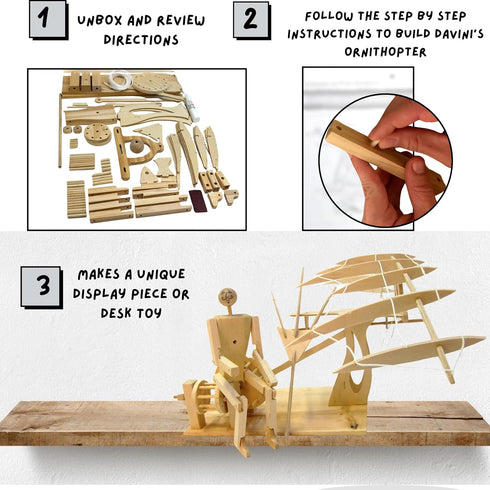 PATHFINDERS Leonardo Da Vinci Ornithopter STEM Toy Science Kit - 3D Puzzle Gift for Kids 9+