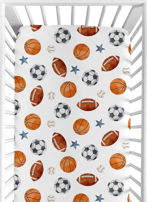 Sweet Jojo Designs Fitted Baby Crib Sheets (Vintage Sports Theme) for Boys,