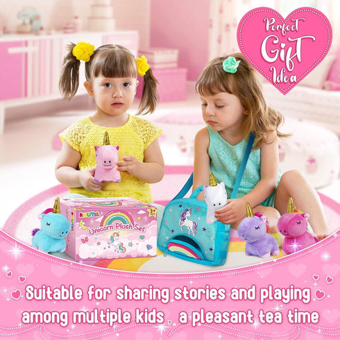 18 5 Set, 2 3 4 5 6 7 8 KMUYSL Toys for Months+ Year Old Girls, Plush Stuffed Animal with Unicorn Babies in Plush Bag
