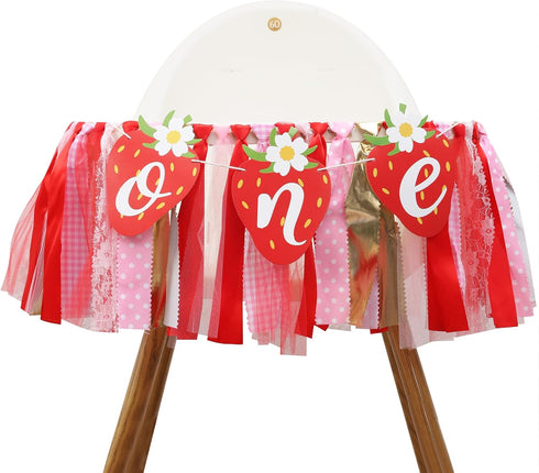 Strawberry Party Decorations for 1st Birthday - Strawberry Highchair Banner, Sweet One