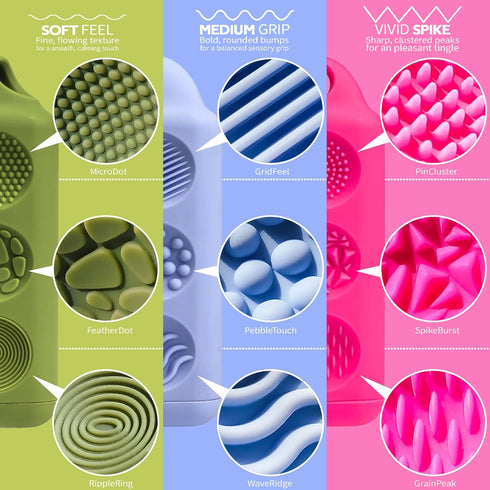 9-Texture Fidget Toys Adults Sensory Bar Portable Handheld Fidget Toy with Carabiner for Anxiety & ADHD Relief Ideal