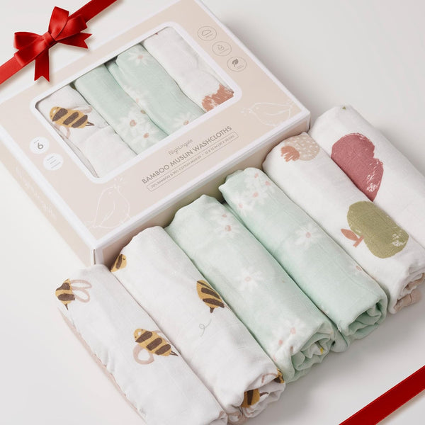 Nightingale Baby Washcloths, Rayon from Bamboo Organic Cloths with Cotton, Newborn Bath Essentials, 12"x12" (Bee) - 6
