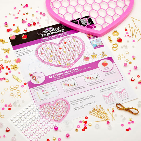 8+ RoseArt Beaded Expressions Heart DIY Beaded Sun Catcher Craft Kit - Valentines Day DIY Bead Art for Kids Design