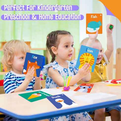 50 PCS Kid First Cognitive Flashcards, Double Sided Colorful Cards for Pre-K Learning Tool