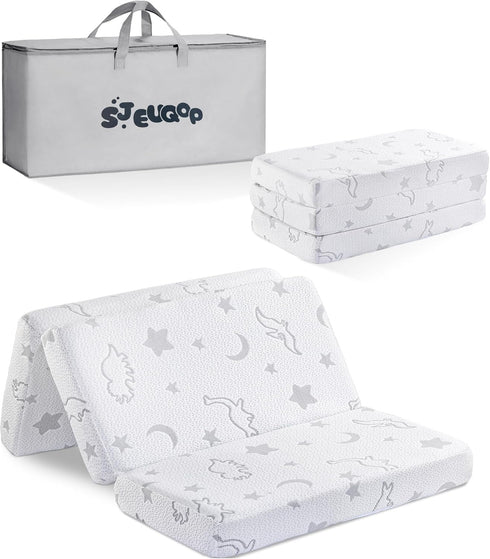Trifold Pack and Play Mattress 38"x26", Pack N Play Mattresses with Dual