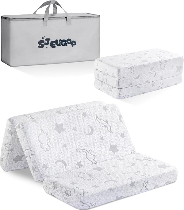Trifold Pack and Play Mattress 38"x26", Pack N Play Mattresses with Dual