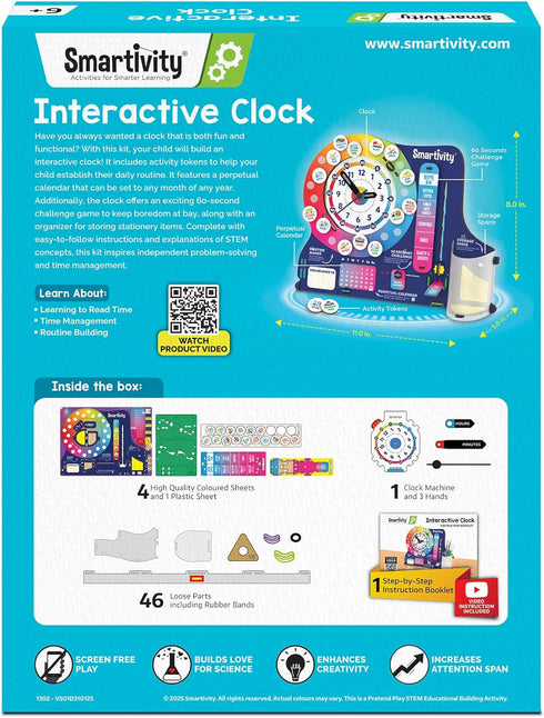 8-14 8,9,10,11,12,13,14 Smartivity DIY Interactive Clock with Stationary Organiser for Kids Ages | Features an Infinity