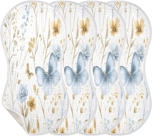 YETTASBIN Butterfly Leaves Muslin Baby Burp Cloth, Super Soft Absorbent Cotton Burp Rag Baby Bibs Feeding Cloth