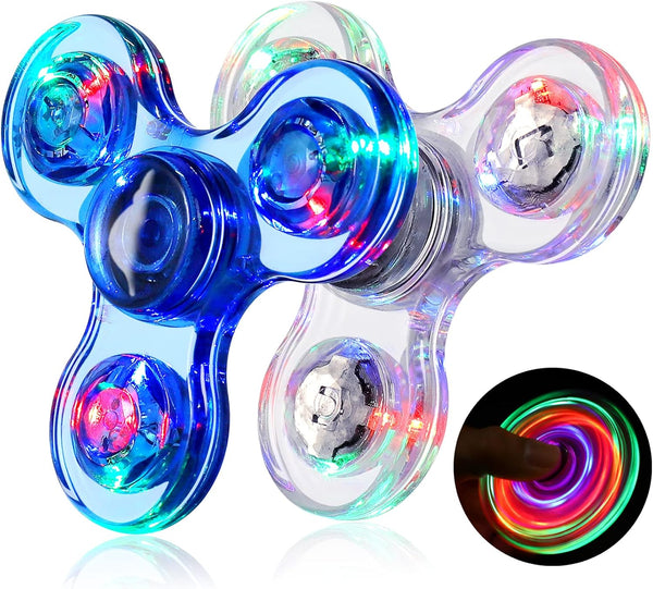 Gigilli Fidget Spinners for Kids, 2 Pack Light Up Sensory Toys for 4-12 Years, Glow in The Dark ADHD Autism Toys