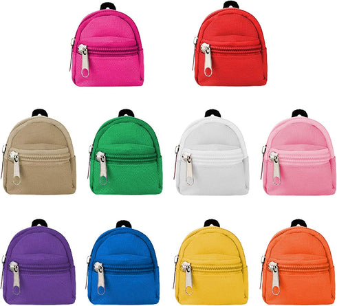 SOTOGO 10 Pieces Mini Doll Zipper Backpack, Girl Doll Accessory Bags for American Dolls