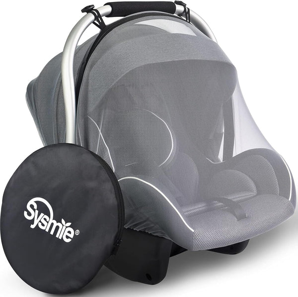 Mosquito Net for Baby Car Seats | Infant Car Seat Insect Mesh Net with Zipper | Universal Fit, Machine Washable - Gray