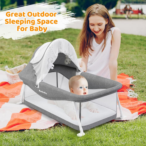 0-5 Ezebaby Portable Travel Bassinet for Baby Months, Foldable Newborn Bassinet Baby Bed Infant Crib with Padded