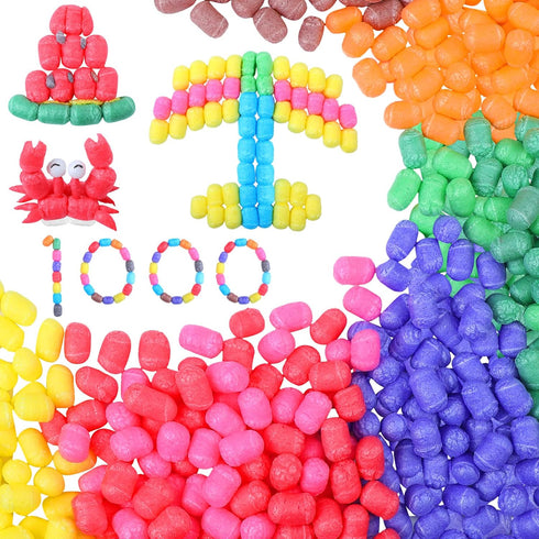 Junkin 1000 Pcs Magic Foam for Crafts, Corn Craft Kit for Arts and Crafts, Bulk for STEM Building Model Toys for